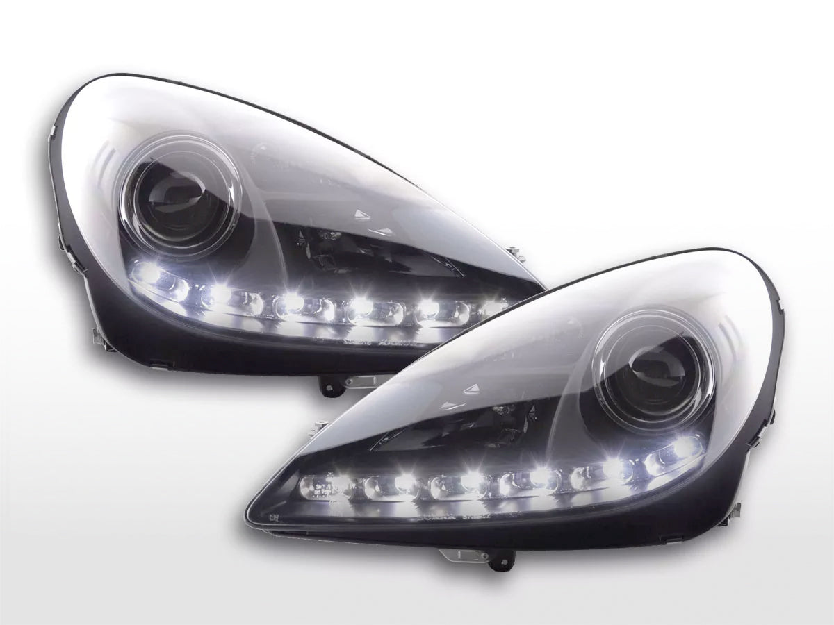 Scheinwerfer Set Daylight LED TFL-Optik Mercedes SLK 171 04-11 schwarz Scheinwerfer Set Daylight LED TFL-Optik Mercedes SLK 171 04-11 schwarz